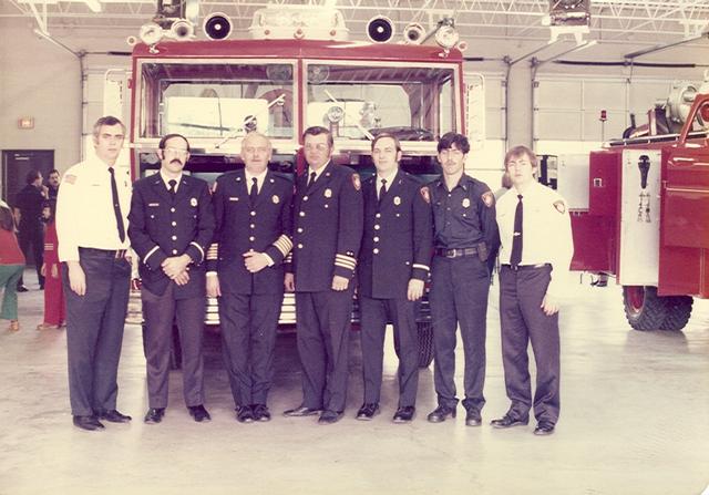 Group of firefighters in 1970s