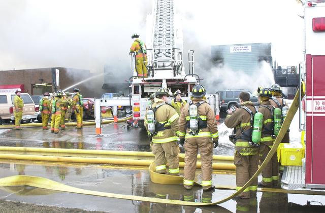 Action photo of fire at Semeria Imports