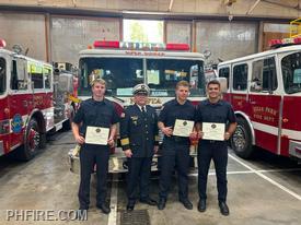 L to R: Firefighter Matthew Coffee, Fire Chief Smith, Firefighter Brendon Brinkley, and Firefighter Marco Pahos